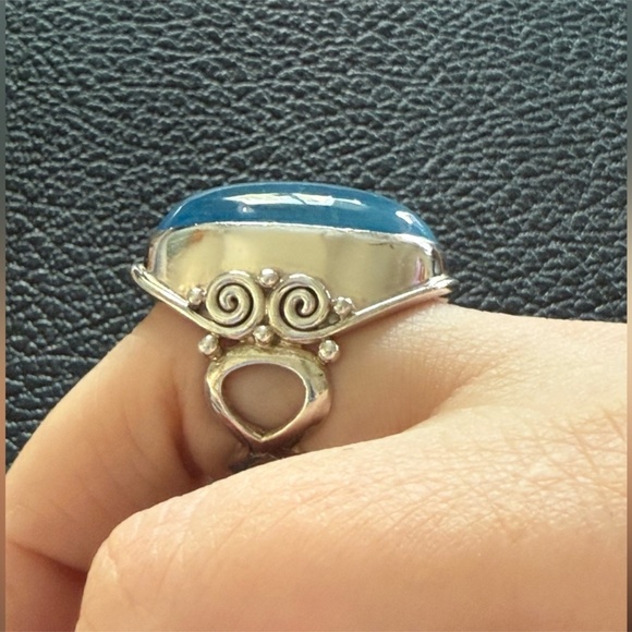 Vintage Sajen Sterling Silver Blue Moonstone Statement Ring – Size 8 Adjustable - Picture 4 of 10